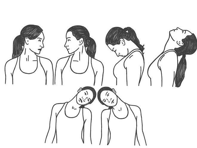 схематичный пример упражнений при остеохондрозе шейного отдела позвоночника